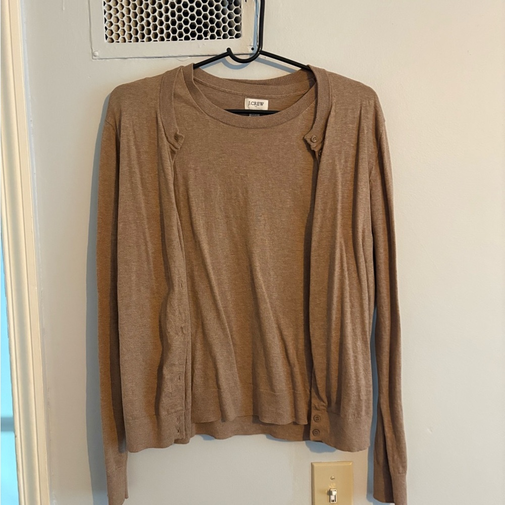 J.Crew Brown Cardigan Sweater and shell